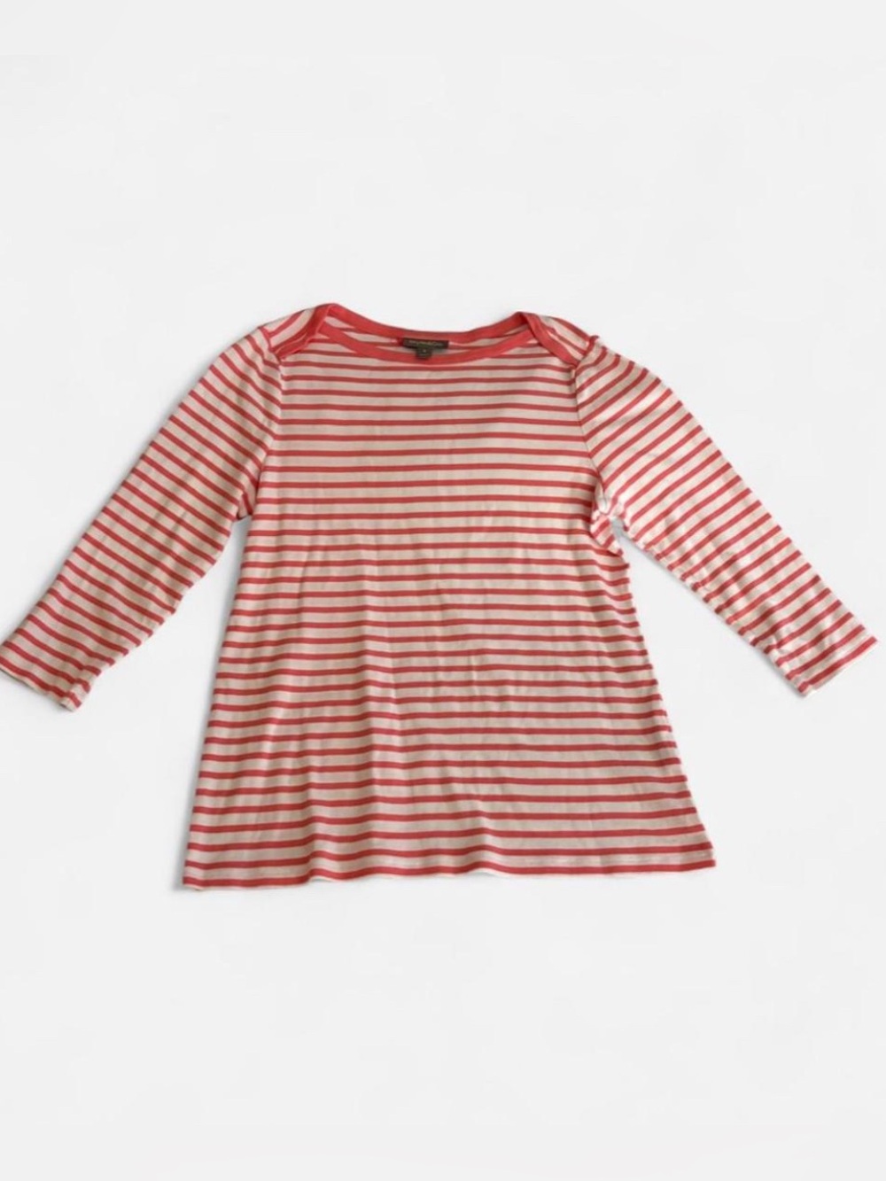 Style & Co. Pink & White Striped 3/4 Sleeve Top | Women's Size: Medium